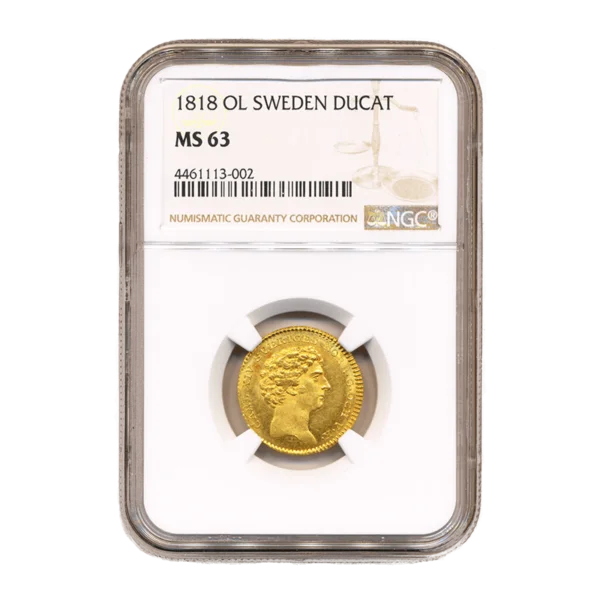 Sweden Gold Ducat 1818-OL NGC MS63