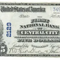 1902 $5 PB National Bank of Central City Colorado Charter #2129 VF 30