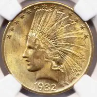 1932 $10 Indian Head NGC MS65*