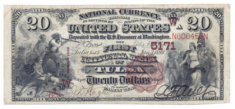 1882 $20 The First National Bank of Tulsa,Oklahoma Indian Territory BB ...