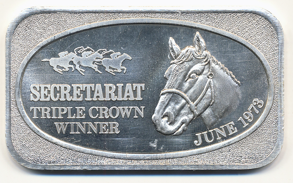1973 1oz Silver Art Bar Secretariat Triple Crown Winner United States  Silver Corporation (USSC)