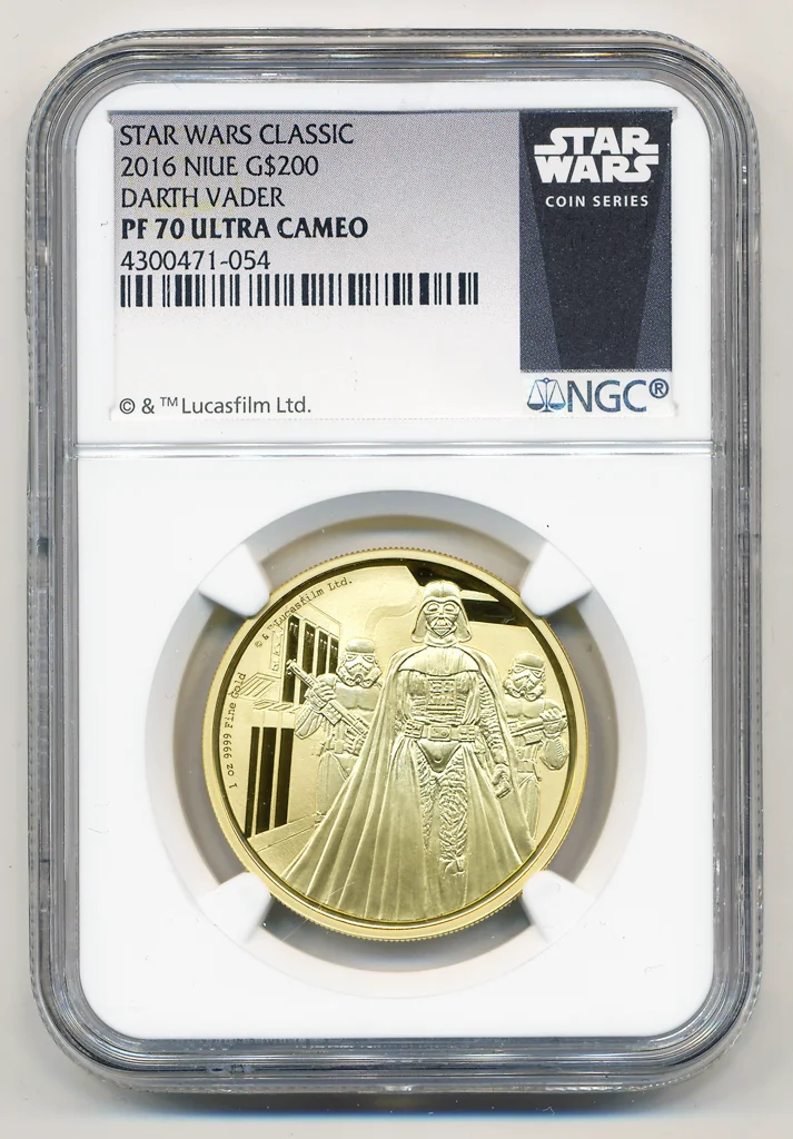 2016 $200 1 OZ Gold Coin Darth Vader - Mintage 500 - NGC PF70 