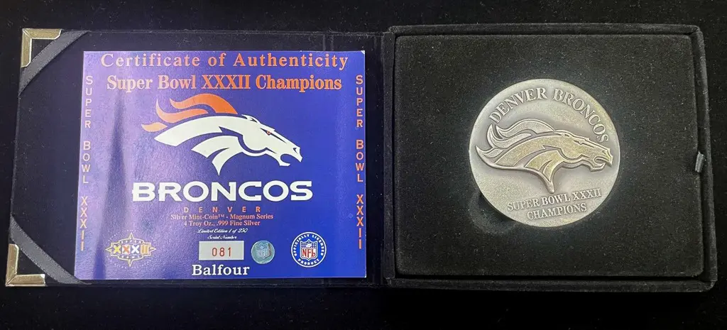 Denver Broncos 3-Time Super Bowl Champions Deluxe Silver Coin