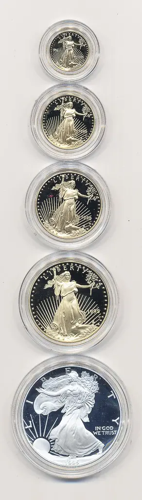 1995 W American Eagle 10th Anniversary Gold Silver Proof Set