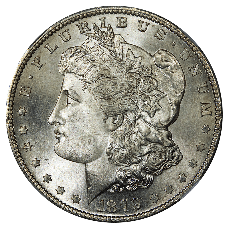 Obverse side of a Morgan Silver Dollar